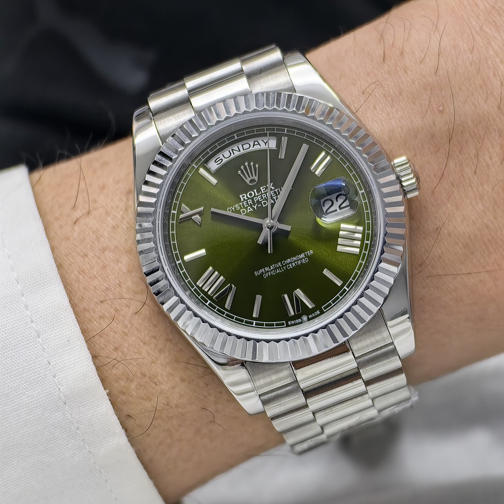 Rolex Day-Date 36 Green Roman Dial President Bracelet