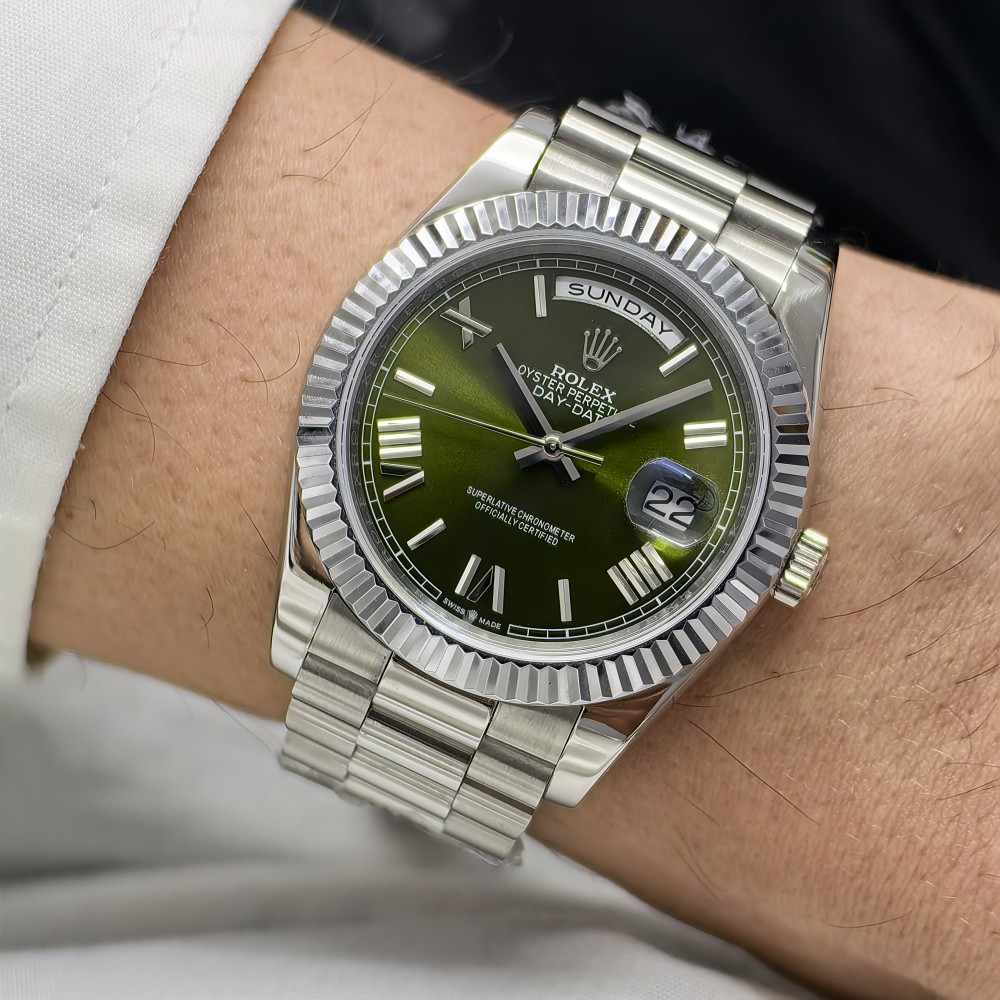 Rolex Day-Date 36 Green Roman Dial President Bracelet