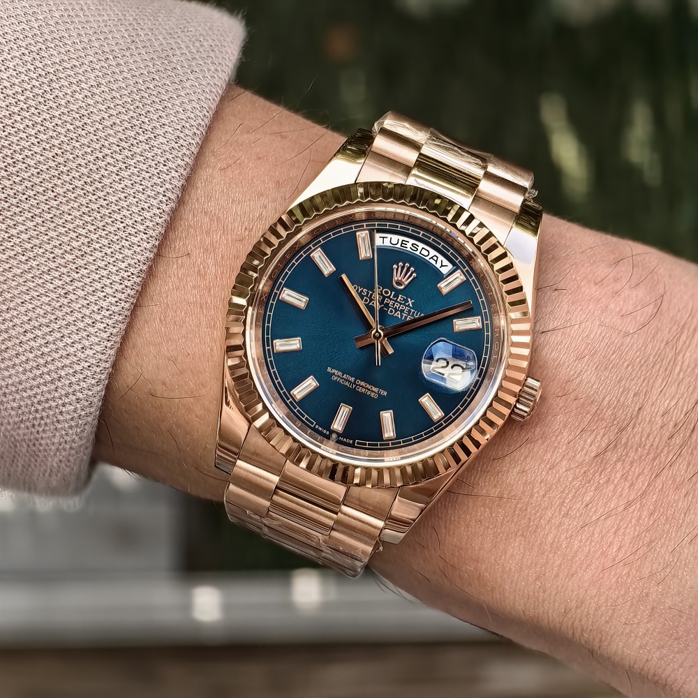 Rolex Day-Date 40 Rose Gold President Blue Dial