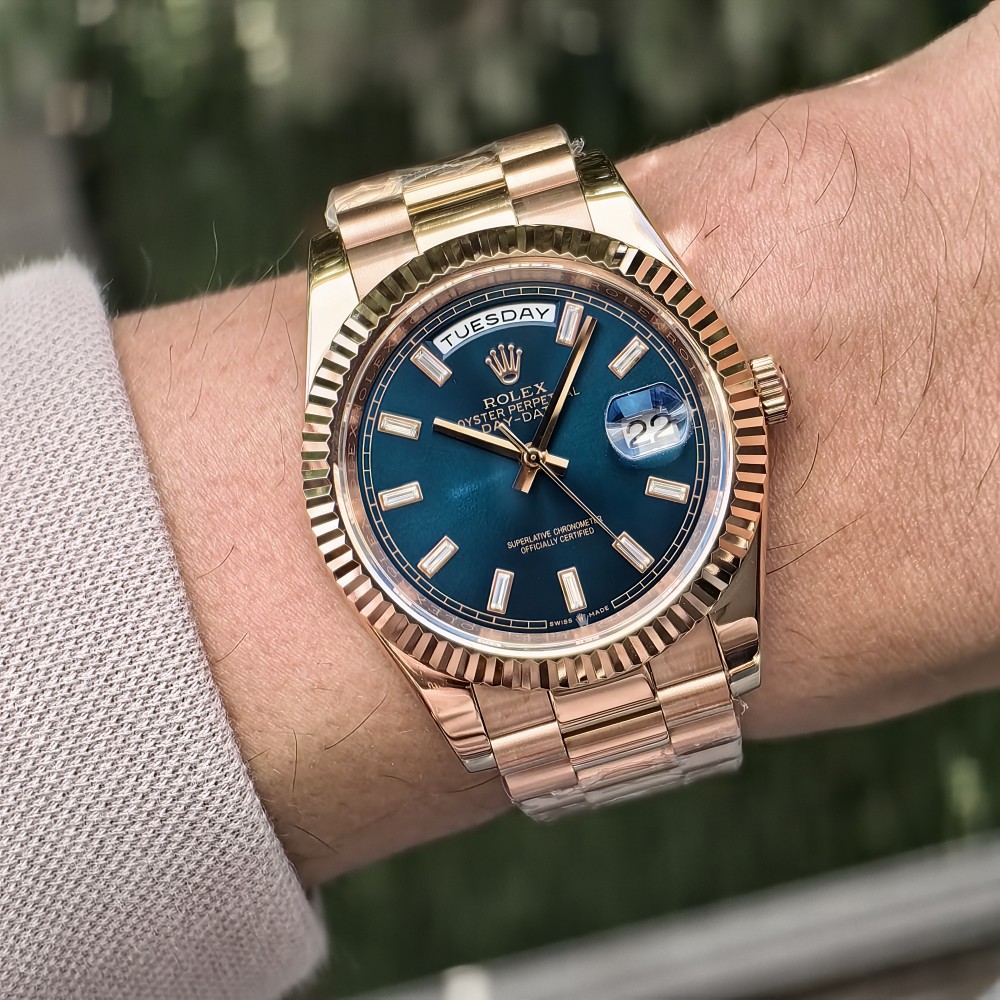 Rolex Day-Date 40 Rose Gold President Blue Dial