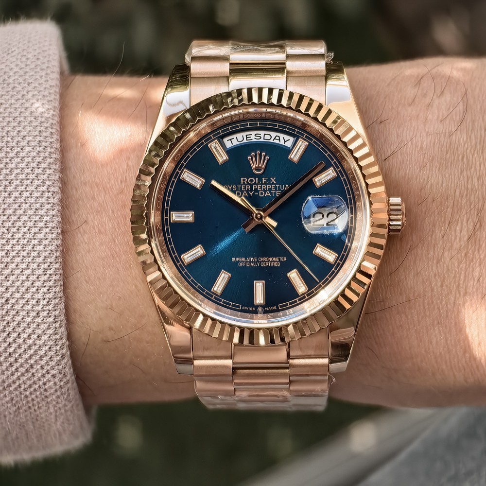 Rolex Day-Date 40 Rose Gold President Blue Dial