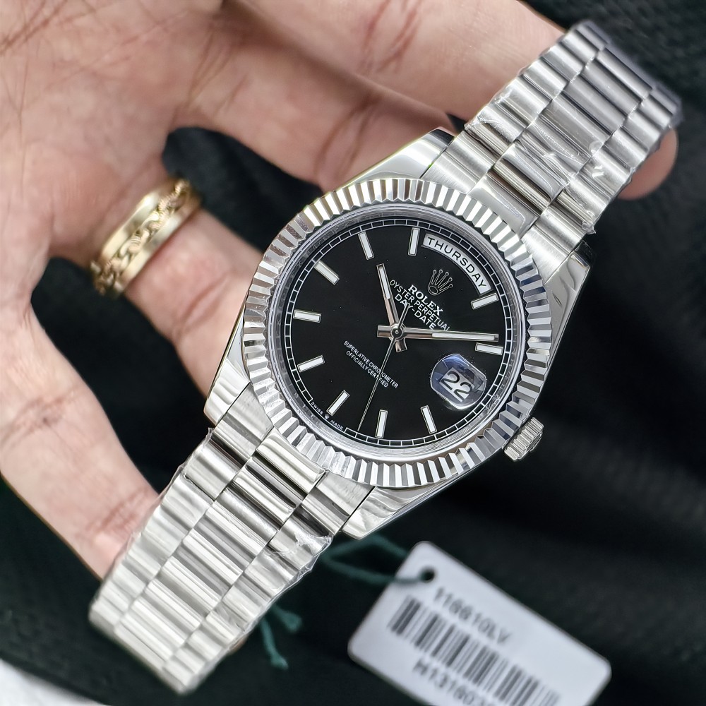 Rolex Day Date Black Dial President Bracelet