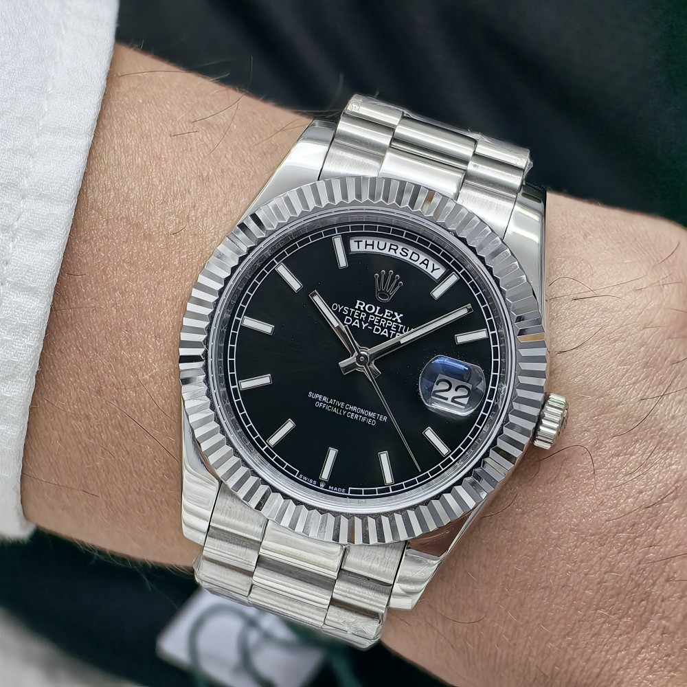 Rolex Day Date Black Dial President Bracelet