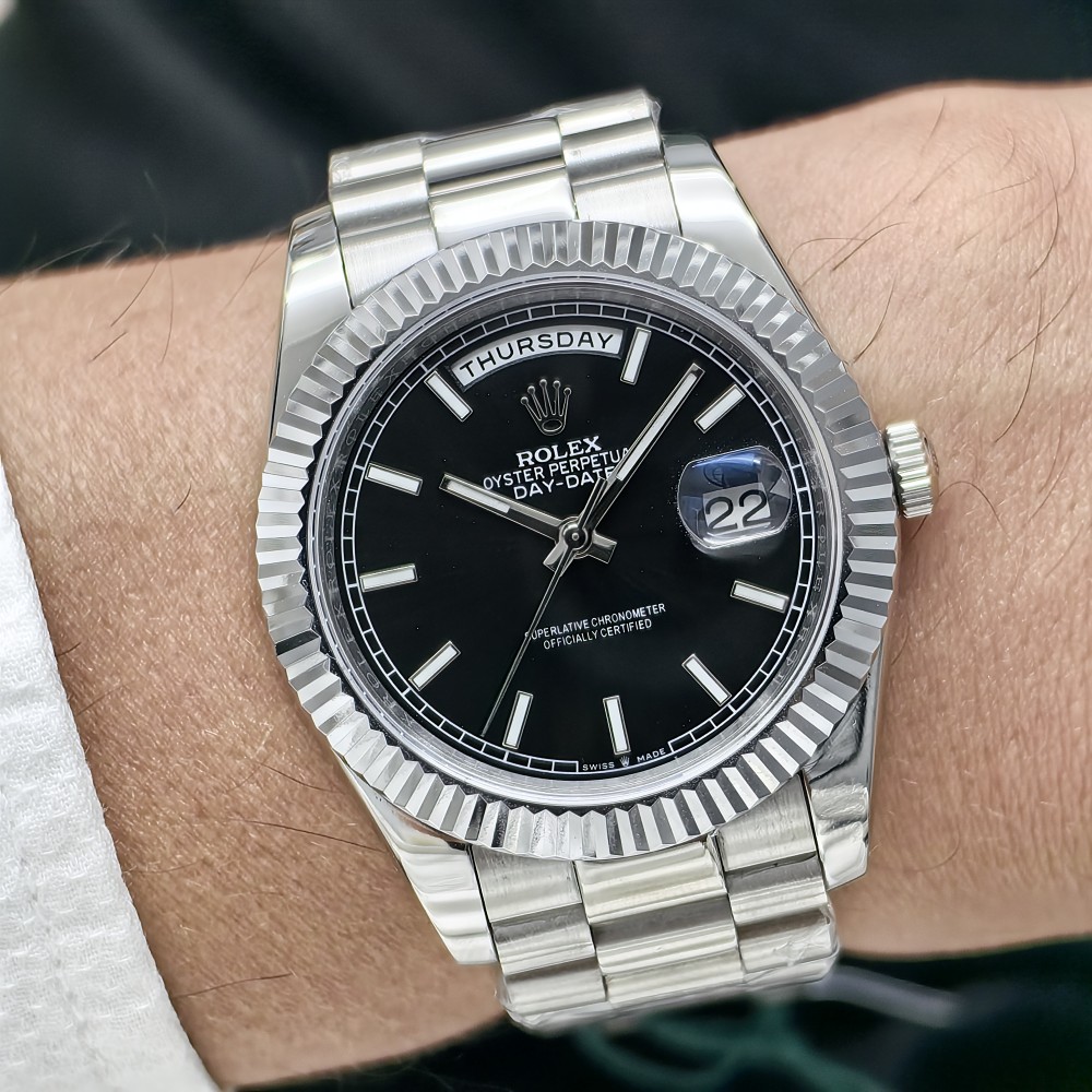 Rolex Day Date Black Dial President Bracelet