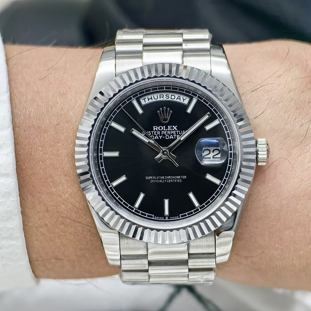 Rolex Day Date Black Dial President Bracelet