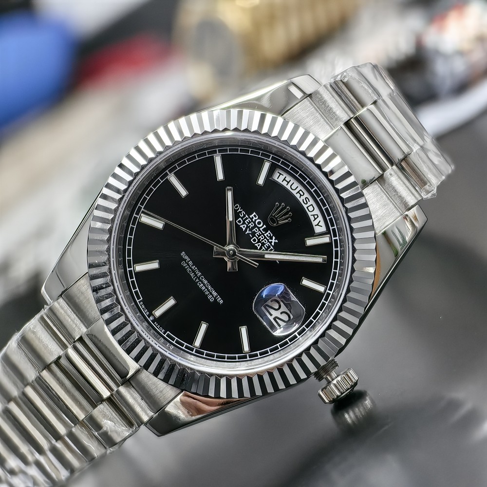 Rolex Day Date Black Dial President Bracelet