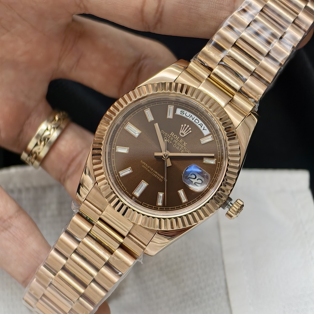 Rolex Day-Date President Rose Gold Chocolate Dial