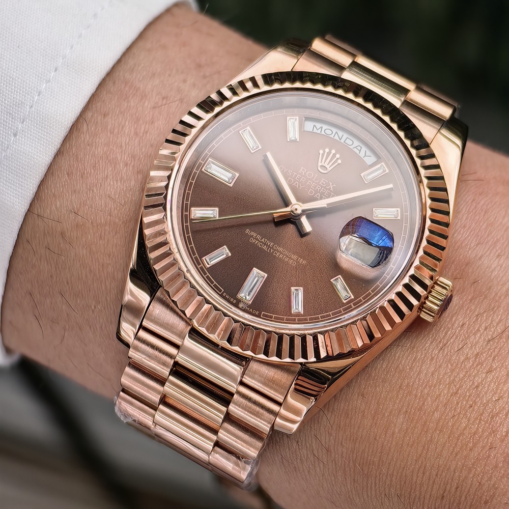 Rolex Day-Date President Rose Gold Chocolate Dial