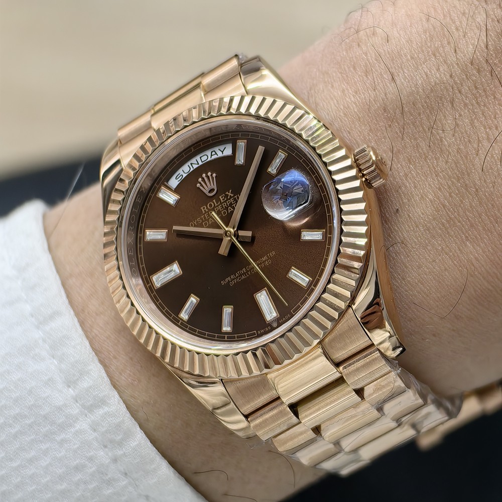Rolex Day-Date President Rose Gold Chocolate Dial