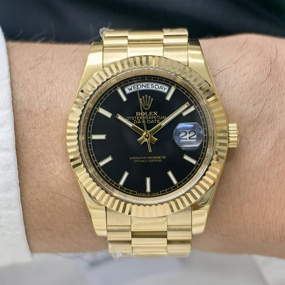 Rolex Day-Date President Yellow Gold Black Dial