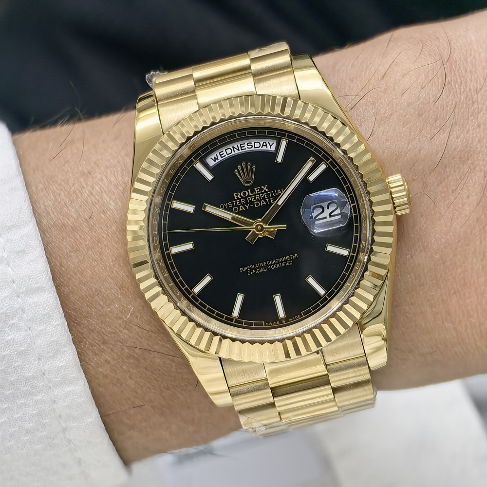 Rolex Day-Date President Yellow Gold Black Dial